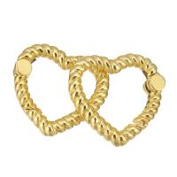 Brass Spring Buckle, Heart, gold color plated 