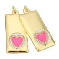 Enamel Brass Pendants, gold color plated, micro pave cubic zirconia Approx 2mm 
