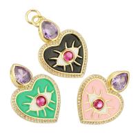 Enamel Brass Pendants, gold color plated, micro pave cubic zirconia Approx 4mm 