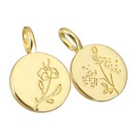 Brass Flower Pendants, gold color plated Approx 3mm 
