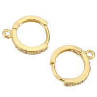 Brass Huggie Hoop Earring Finding, gold color plated, micro pave cubic zirconia 