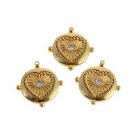 Cubic Zirconia Micro Pave Brass Pendant, Heart, real gold plated, micro pave cubic zirconia, golden 