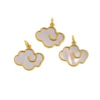 Brass Jewelry Pendants, with Shell, Cloud, real gold plated, golden 