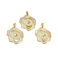 Enamel Brass Pendants, Flower, real gold plated, mixed colors 