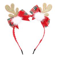 Bandeau de Noël, velours de coton, avec Peluche, Conception de Noël & bijoux de mode & pour femme, rouge, 90mm, Vendu par PC