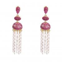 Fashion Fringe Earrings, Zinc Alloy, with ABS Plastic Pearl, fashion jewelry & for woman & with rhinestone 