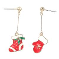 Christmas Earrings, Zinc Alloy, Christmas Design & fashion jewelry & for woman & enamel & with rhinestone, red 
