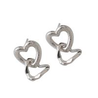 Sterling Silber Tropfen Ohrring, 925er Sterling Silber, Herz, plattiert, für Frau & hohl, keine, 10.6x10.8mm, 9.7x8.6mm, verkauft von Paar