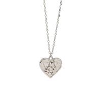 Sterling Silver Jewelry Necklace, 925 Sterling Silver, with 1.96inch extender chain, Heart, plated, oval chain & for woman 1.2mm Approx 16.14 Inch 