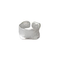 925 Sterling Silver Cuff Finger Ring, irregular, plated, adjustable & for woman 13.5mm, 16.5mm, US Ring 