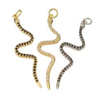 Cubic Zirconia Micro Pave Brass Pendant, Snake, gold color plated, micro pave cubic zirconia Approx 2mm 