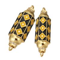 Enamel Brass Connector, gold color plated & micro pave cubic zirconia Approx 1mm 