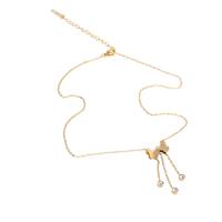 Collar de Acero Inoxidable, con Cristal, con 1.97inch extender cadena, Mariposa, chapado en color dorado, para mujer, longitud:aproximado 17.72 Inch, Vendido por UD