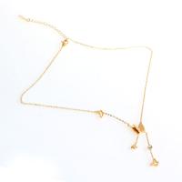 Stainless Steel Jewelry Necklace, with Crystal, with 1.97inch extender chain, Butterfly, gold color plated, for woman Approx 17.72 Inch 