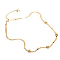 Stainless Steel Jewelry Necklace, with Crystal, with 1.97inch extender chain, Flower, gold color plated, for woman Approx 17.72 Inch 