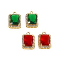 Cubic Zirconia Brass Pendants, Rectangle, real gold plated, micro pave cubic zirconia 