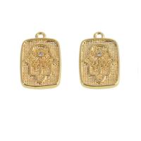 Cubic Zirconia Micro Pave Brass Pendant, Rectangle, real gold plated, micro pave cubic zirconia, golden 
