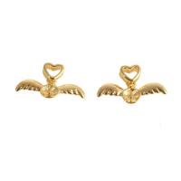Brass Peg Bail, Wing Shape, real gold plated, golden 