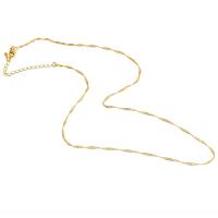 Латунь цепочка для ожерелья, плакированный настоящим золотом, Мужская & твист овал, Золотой длина:45 см, продается PC