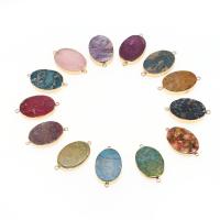 Connecteur de pierre gemme, laiton, avec Jaspe d'impression, ovale plat, plus de couleurs à choisir Vendu par PC