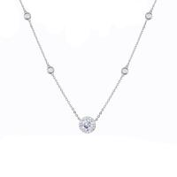 Cubic Zirconia Sterling Silver Necklace, 925 Sterling Silver, with 1.97 extender chain, platinum plated, fashion jewelry & for woman & with cubic zirconia, 10mm .75 Inch 