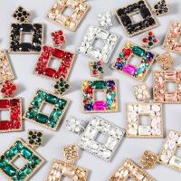 Zinc Alloy Rhinestone Drop Earring, fashion jewelry & for woman & with glass rhinestone 