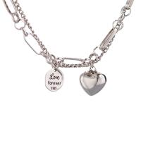Bracelets en laiton, coeur, Placage de couleur argentée, pour femme Environ 7.87 pouce, Vendu par PC