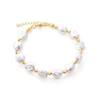 Plastic Pearl Bracelets, Stainless Steel, with Plastic Pearl, plated, for woman Approx 7.87 Inch 