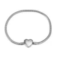 Stainless Steel Charm Bracelet, 316 Stainless Steel, with Leather, Heart, Unisex 8-10mm .5 Inch 