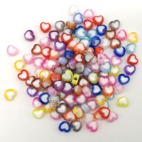 Acryl Schmuck Perlen, DIY & mit einem Muster von Herzen, gemischte Farben, 7x7mm, 100PCs/Tasche, verkauft von Tasche