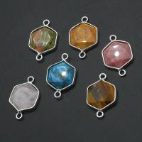 Connecteur de pierre gemme, laiton, avec Pierre naturelle, polygone, plus de couleurs à choisir Vendu par PC