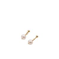 Boucles d'oreilles d'eau douce de Perle , laiton, avec perle, bijoux de mode & pour femme, doré, 8mm, Vendu par paire