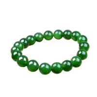 Hetian Jade Armband, unisex, grün, 10mm, Länge:ca. 6.3 ZollInch, verkauft von Strang