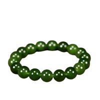 Hetian Jade Bracelet, handmade, radiation protection & for woman, green, 10mm 