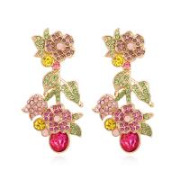 Zinc Alloy Rhinestone Drop Earring, for woman & with rhinestone, multi-colored 