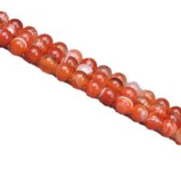 Natürliche Streifen Achat Perlen, rund, DIY, rot, Länge:38 cm, verkauft von Strang