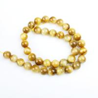 Tiger Eye Beads, Round, polished, DIY, golden cm 