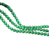 Katzenauge Perlen, rund, DIY, grün, Länge:38 cm, verkauft von Strang