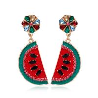 Zinc Alloy Rhinestone Drop Earring, Watermelon, fashion jewelry & for woman & enamel & with rhinestone 