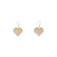 Cubic Zirconia Micro Pave Brass Earring, with ABS Plastic Pearl, Heart, real gold plated, fashion jewelry & for woman & with cubic zirconia, golden 