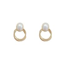 Boucle d'oreille en alliage de zinc en plastique perle, avec Plastique ABS perle, fade et jamais plaqué de haute qualité, bijoux de mode & pour femme Vendu par paire