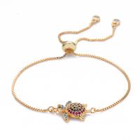 Cubic Zirconia Micro Pave Brass Bracelet, Turtle, plated, Adjustable & fashion jewelry & micro pave cubic zirconia 200mm 