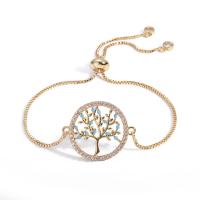 Tree Of Life Jewelry Bracelet, Brass, plated, Adjustable & fashion jewelry & micro pave cubic zirconia 200mm 
