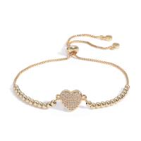 Cubic Zirconia Micro Pave Brass Bracelet, Heart, plated, Adjustable & fashion jewelry & micro pave cubic zirconia 200mm 