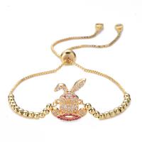 Cubic Zirconia Micro Pave Brass Bracelet, Rabbit, plated, Adjustable & fashion jewelry & micro pave cubic zirconia 200mm 