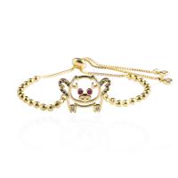 Cubic Zirconia Micro Pave Brass Bracelet, Pig, plated, Adjustable & fashion jewelry & micro pave cubic zirconia 200mm 