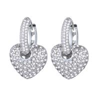 Huggie Hoop Drop Earring, Zinc Alloy, plated, micro pave cubic zirconia & for woman 