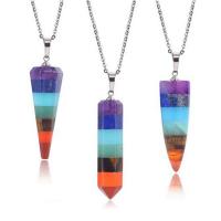 Gemstone Necklaces, Zinc Alloy, with Gemstone, platinum color plated, Unisex Approx 19.69 Inch 