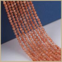 Sunstone Bead, Round, polished, DIY & faceted, reddish orange cm 