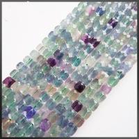 Fluorite Beads, Natural Fluorite, Cube, polished, DIY & faceted, mixed colors, 4mm cm 